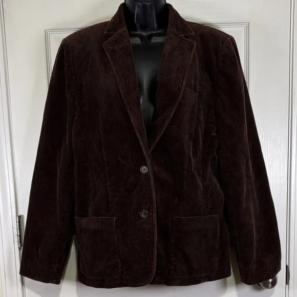 Jones New York Signature Women’s Brown Corduroy Blazer Size 12 - Picture 1 of 9